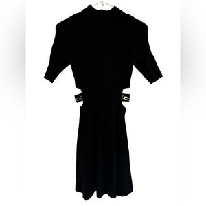NWT MAJE Rain Cutout Women's Ribbed Knit Dress Back Short Sleeve Mini Size 38